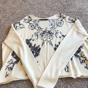 Cream and gray button cardigan